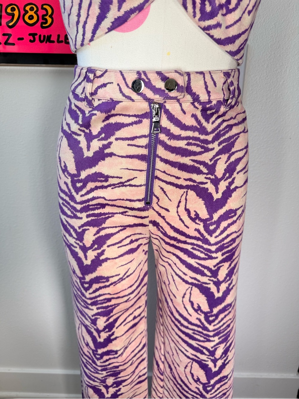 I.AM.GIA Kiki Purple Zebra Halter Top & Pants Set Size Small Pants Medium Top - Picture 4 of 15